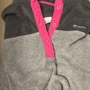 Columbia Charcoal and Pink Fleece Pullover
